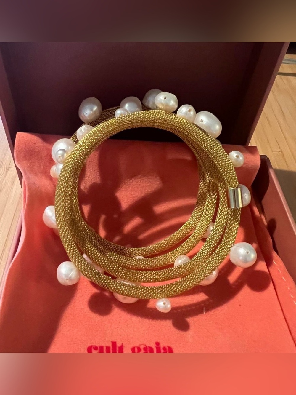 Cult Gaia Gold Tone Pearl Alva Choker or Bracelet / Arm Cuff